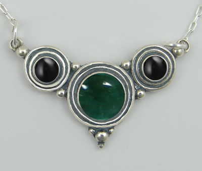 Sterling Silver Necklace Fluorite And Black Onyx